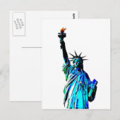 Blauw beeld van Lady Liberty Briefkaart (Voorkant / Achterkant)