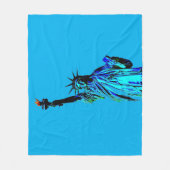 Blauw beeld van Lady Liberty Fleece Deken (Voorkant)