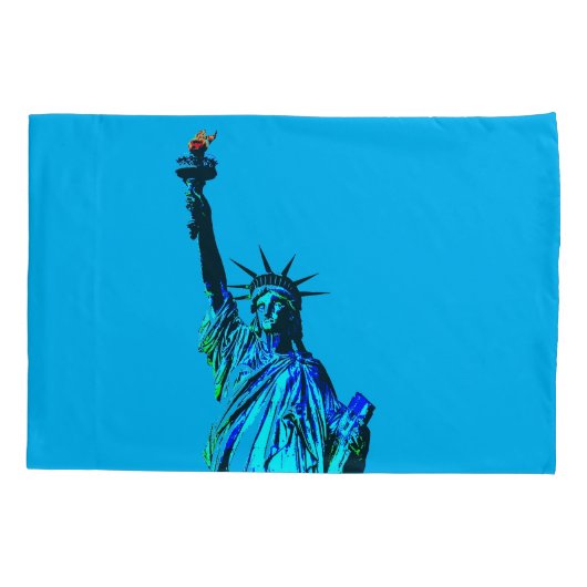 Blauw beeld van Lady Liberty Kussensloop (Achterkant)
