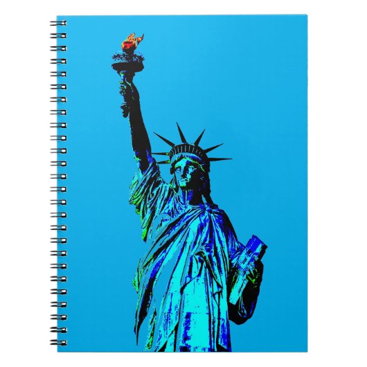 Blauw beeld van Lady Liberty Notitieboek (Voorkant)
