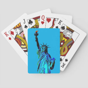 Blauw beeld van Lady Liberty Pokerkaarten