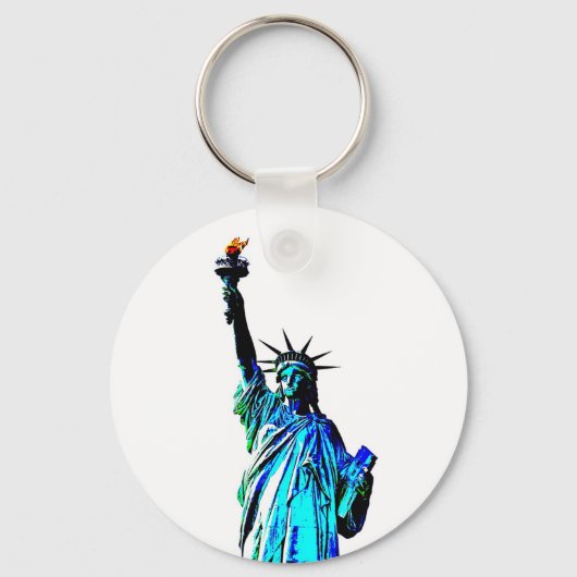Blauw beeld van Lady Liberty Sleutelhanger (Voorkant)