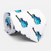 Blauw beeld van Lady Liberty Stropdas (Opgerold)