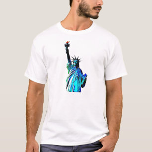Blauw beeld van Lady Liberty T-shirt