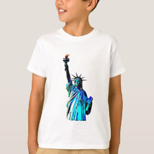 Blauw beeld van Lady Liberty T-shirt