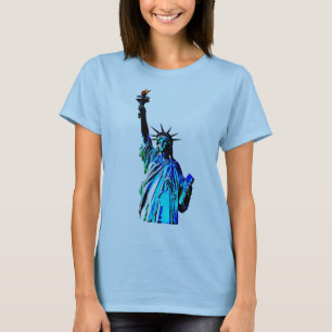 Blauw beeld van Lady Liberty T-shirt
