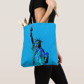 Blauw beeld van Lady Liberty Tote Bag (Dichtbij)
