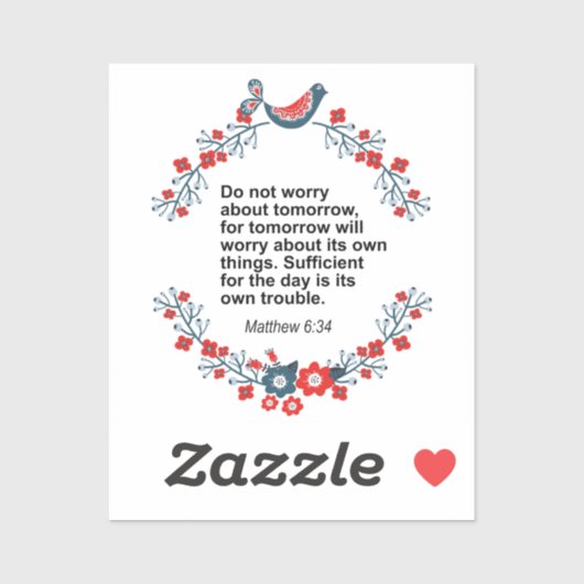 Blauw-beengras | Matthew 6:34 Sticker (Vel)