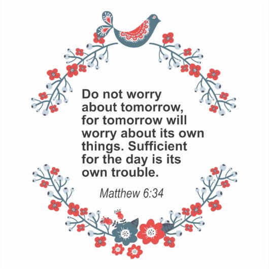 Blauw-beengras | Matthew 6:34 Sticker (Voorkant)