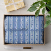 Blauw beeninlegwerk bloemrand decoupagepapier tissuepapier (Geschenk)