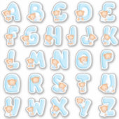 Blauw Beer Alfabet Set Sticker (Voorkant)
