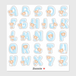 Blauw Beer Alfabet Set Sticker