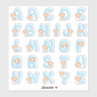 Blauw Beer Alfabet Set Sticker