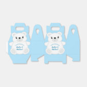 Blauw Beer Baby shower Bedankdoosjes (Uitgevouwen)