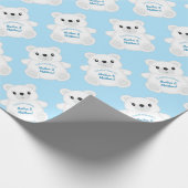 Blauw Beer Baby shower Cadeaupapier (Hoek)