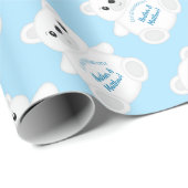 Blauw Beer Baby shower Cadeaupapier (Rol Hoek)
