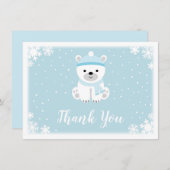 Blauw Beer Baby shower Dank u wel Bedankkaart (Voorkant / Achterkant)