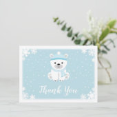 Blauw Beer Baby shower Dank u wel Bedankkaart (Staand voorkant)