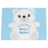 Blauw Beer Baby shower Groot Cadeauzakje (Voorkant)