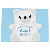 Blauw Beer Baby shower Groot Cadeauzakje (Achterkant)