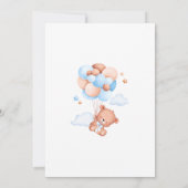 Blauw Beer Baby shower Jongensuitnodiging Kaart (Achterkant)