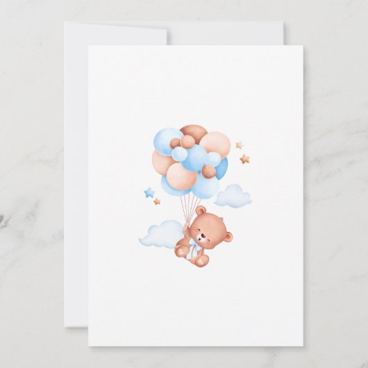 Blauw Beer Baby shower Jongensuitnodiging Kaart (Achterkant)