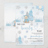 Blauw Beer Baby shower Kaart (Voorkant / Achterkant)