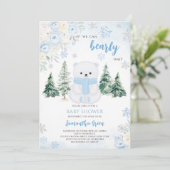 Blauw Beer Baby shower Kaart (Staand voorkant)