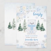 Blauw Beer Baby shower Kaart (Voorkant / Achterkant)