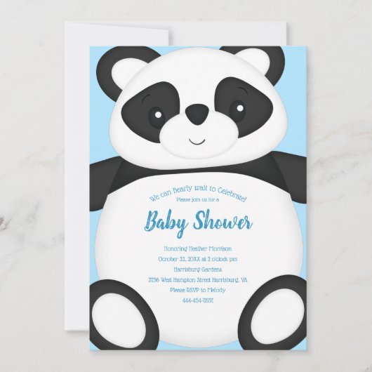 Blauw Beer Baby shower Kaart (Voorkant)