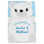Blauw Beer Baby shower Medium Cadeauzakje (Voorkant)