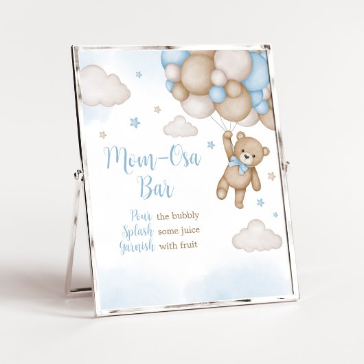 Blauw Beer Baby shower Moeder Osa Bar Poster