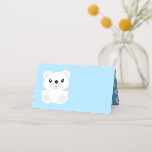 Blauw Beer Baby shower Plaatskaartje (Voorkant)