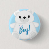 Blauw Beer Baby shower Ronde Button 3,2 Cm (Voorkant)