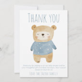 Blauw Beer Baby shower Schattige bedankt (Voorkant)