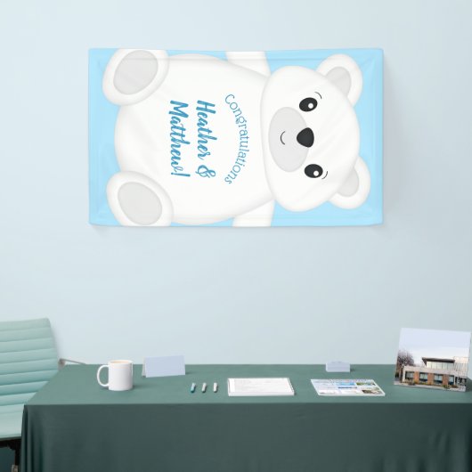 Blauw Beer Baby shower Spandoek (Beurs)