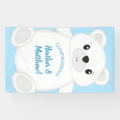 Blauw Beer Baby shower Spandoek (Horizontaal)