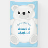 Blauw Beer Baby shower Spandoek (Verticaal)