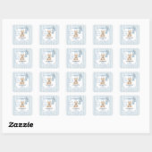Blauw Beer Baby Shower  Vierkante Sticker (Vel)