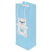 Blauw Beer Baby shower Wijn Cadeautas (Achterkant Gekanteld)