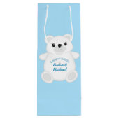 Blauw Beer Baby shower Wijn Cadeautas (Achterkant)
