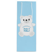 Blauw Beer Baby shower Wijn Cadeautas (Voorkant)