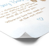 Blauw Beer Baby shower zeg geen Baby Poster (Hoek)