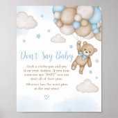 Blauw Beer Baby shower zeg geen Baby Poster (Voorkant)