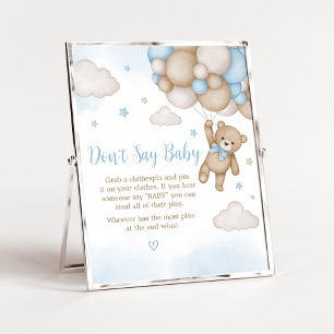 Blauw Beer Baby shower zeg geen Baby Poster