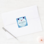 Blauw Beer - Baby showers boekenplaat Vierkante Sticker (Envelop)