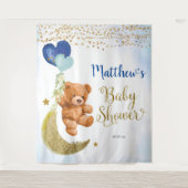 Blauw Beer Ballon Baby Shower Bord Tapijt Wandkleed (Voorkant)