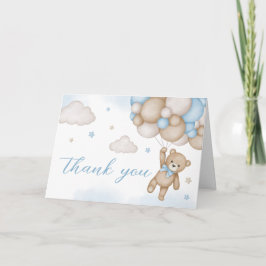 Blauw Beer Ballonnen Baby Shower  Bedankkaart