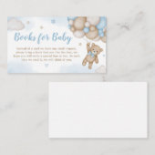 Blauw Beer Ballonnen Baby shower Boeken voor Baby Informatiekaartje (Voorkant / Achterkant)
