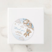Blauw Beer Ballonnen Baby shower Ronde Bedankjes Labels (In situ)